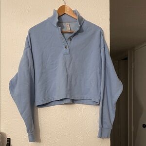 ALO Yoga Light Blue High-Collar Sweatshirt Size Medium